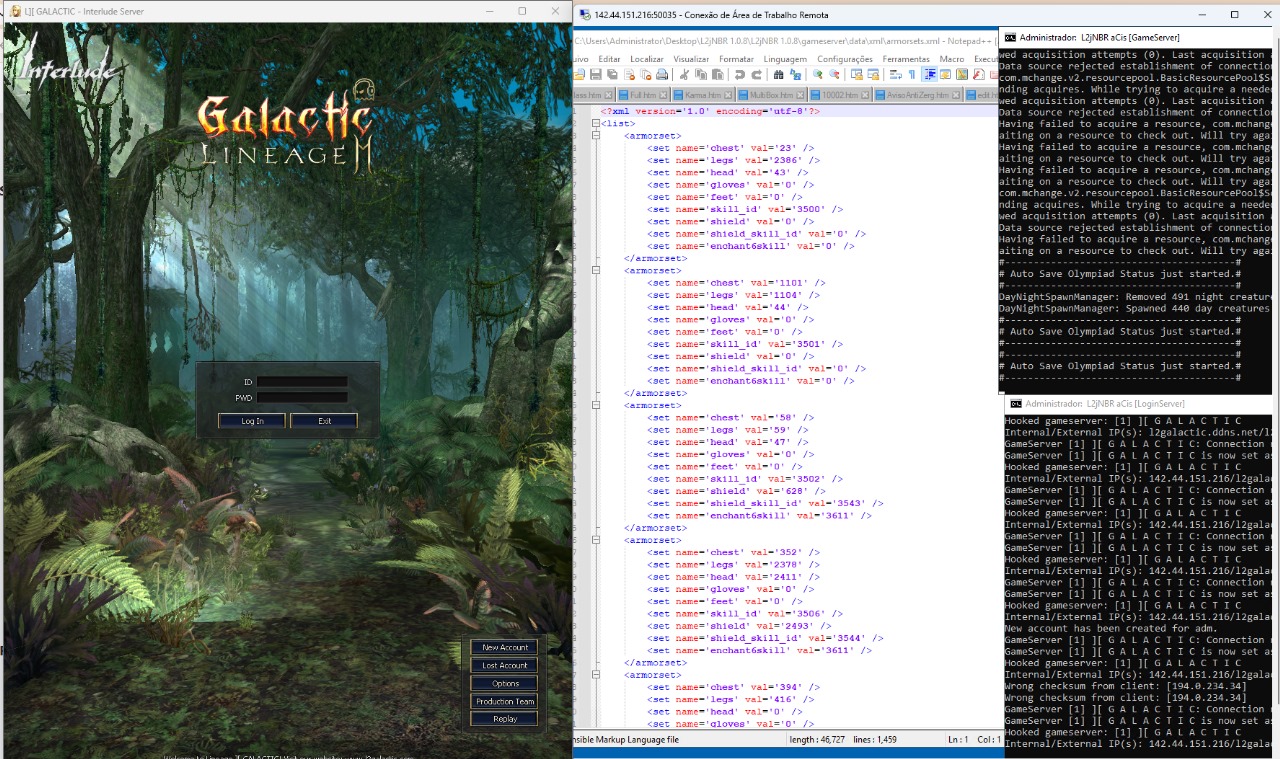 Tela de Login e VPS do L2 galactic